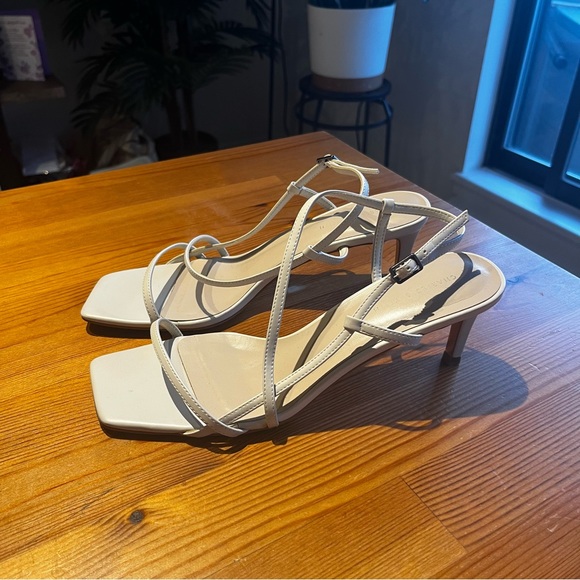 Charles & Keith White Asymmetric Strap Heeled Sandals - Picture 4 of 7